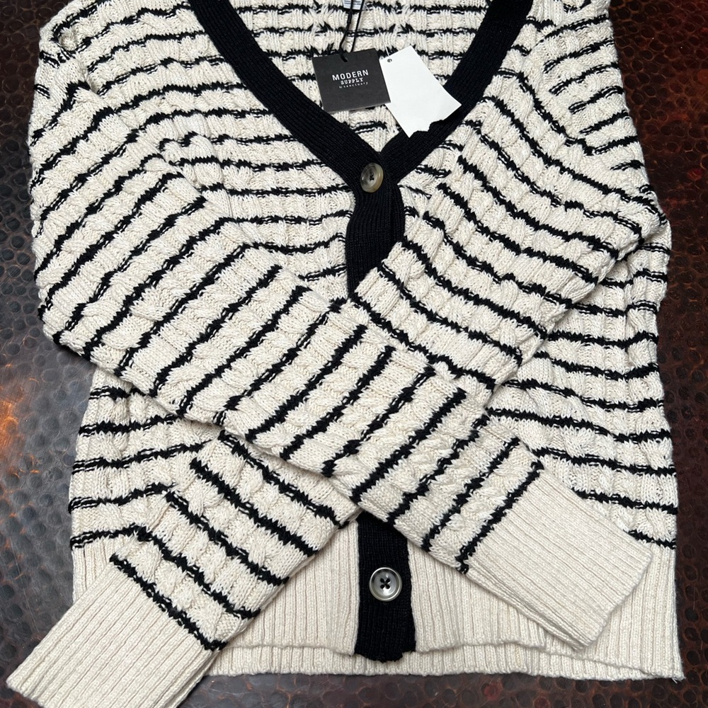 Women Striped Black and White Sweater